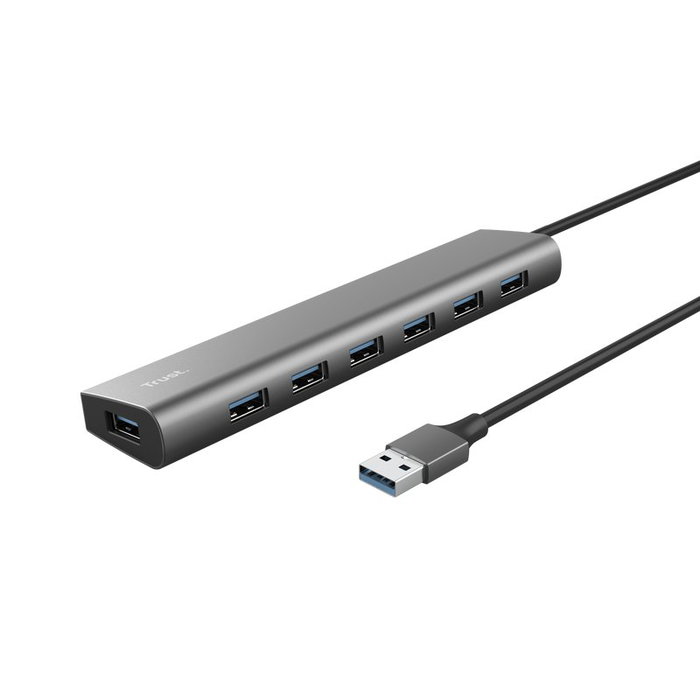 Trust Halyx Hub USB 3.2 Gen1 con 7 puertos USB-A y 1 puerto USB-C, Gris Trust Halyx Hub USB 3.2 Gen1 con 7 puertos USB-A y 1 puerto USB-C, Gris